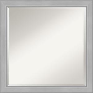 Amanti Art Silver Bathroom Mirror for Over Sink, 23x23 Vista Brushed Nickel Narrow Square Vanity Mirror, Medium Casual Frame, Hangs Horizonally and Vertically, Bathroom Wall Decor, Beveled Edge