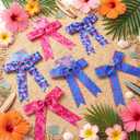 Sureio 15 Set Bohemia Hawaiian Hair Bows Clips 7 Inch Pink and Blue Cartoon Hawaiian Party Favors Hibiscus Hair Clips for Girls Goodie Bag Stuffers Summer Birthday Tropical Hawaii Party Decorations