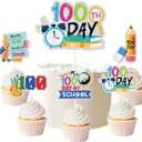 6pcs 100 Days of School Cake Toppers - Happy 100 Days Cake Decor - Kids Kindergarten Preschool Primary High School Party Supplies