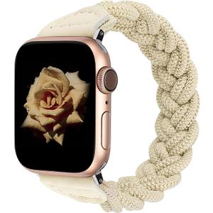 Wearlizer Stretchy Braided Band Compatible with Apple Watch Bands Women 38mm 40mm 41mm 42mm 44mm 45mm 46mm 49mm Slim Elastic Solo Loop Strap Woven for iWatch Series 11 10 9 8 7 6 5 4 3 SE/Ultra 3 2 1