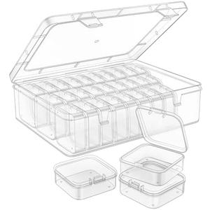 Mathtoxyz Bead Organizer Box, 31Pcs Small Beads Organizers and Storage Plastic Cases Mini Clear Dimond Storage Containers Boxes with Hinged Lid and Rectangle for Bracelet Making DIY Jewelry Craft Nail