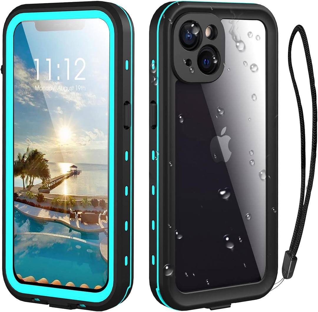 Waterproof Phone Case Compatible with iPhone 13, IP68 Waterproof Shockproof Dust-Proof Phone Case with Built in Screen Protector, Full Body Protective Case (Blue, iPhone 13)