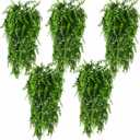 HERCOCCI 5 Pack Reptile Plants, Terrarium Hanging Plants Vines Artificial Leaves Habitat Decorations with Suction Cup for Bearded Dragon Hermit Crab Lizard Snake Geckos Chameleon