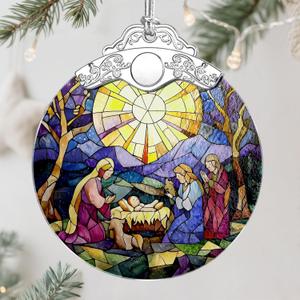 2 x Christmas Ornament, Christmas Tree Decor, Christian Ornament, Nativity Scene, Religious Home Decor, Christian Gifts, Religious Gifts, Gift Exchange, Gift Idea - Pattern E