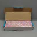 Wireless Keyboard and Mouse Combo, Retro Typewriter Keyboard with Round Keycaps, 2.4GHz USB Cute Wireless Keyboard Mouse for Computer, Desktop, Laptop and Computer (Pink-Colorful)