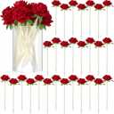 Engrowtic 28 Pcs Gifts for Mother's Day Flower Rose Pens for Mother Grandma Artificial Floral 0.5mm Black Ink Gel Pen for Mothers Day Gifts Wedding Home Office Supplies(Red)