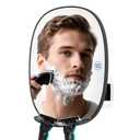 COSMIRROR Heated Shower Mirror Fogless for Shaving, Fog Free Shaving Mirror with 2 Razor Holders, Rechargeable No Fog Mirror for Shower, 360 Adhesive Mounted Steam Free Shower Mirror Without Light