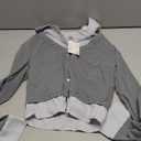 MakeMeChic Women's Casual Business Top Long Sleeve Shirts Button Down Collared Blouse Grey Medium