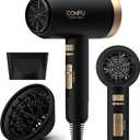 Hair Dryer, CONFU Blow Dryer with Diffuser, 21000PRM Professional Hairdryer, Portable Lightweight Fast Drying Negative Ionic Blow Dryer, Hair Diffuser for Curly Hair for Home Travel (Black)