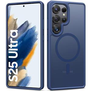 BXYJY for Samsung Galaxy S25 Ultra Magnetic Case, Slim Compatible with MagSafe & Wireless Charging, Military Grade Drop Proof, Translucent Silicone Men Women Protective Case for Galaxy S25 Ultra, Blue