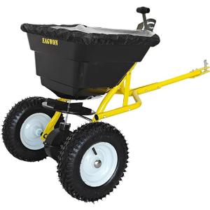 Tow Behind Broadcast Spreader, 85 LBS Capacity Lawn Spreader with 10" Pneumatic Tires, Hopper Cover, Universal Hitch & Adjustable Flow Control for Seed, Fertilizer, Salt and Ice Melt