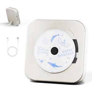 Off White Audio CD Player with Speakers for Home Decor (CD909)
