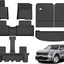 Hutisya-Floor Mats & Cargo Liner with Backrest Set Fit for Kia Sorento Hybrid 2021-2025 All Weather Protection Anti-Slip & Durable TPE Full Set Liners Automotive Accessories-Black