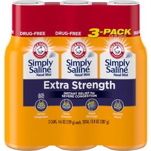 Simply Saline Extra Strength for Severe Congestion Relief Nasal Mist: 4.6oz 3-Pack