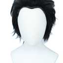 Linfairy Short Black Cosplay Wig Halloween Slicked back Costume Wig for Men (adult)