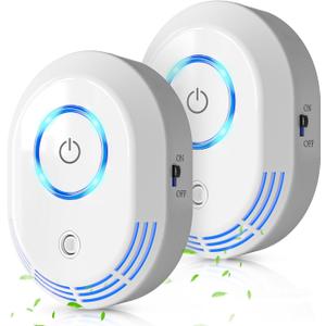 Plug in Air Ionizers 60 Million Negative Ions Out Put, 2 in 1 Ozone Odor Eliminator and Air Ionizers for Home, Kitchen, Bedroom, Office, Mini Air Cleaner for Dust, Smoke, Pets, 2 Pack