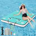 Inflatable Floating Dock, Lake Floats for Adults Floating Raft Water Platform with Detachable Ladder for Lake (Dock (5  6ft), Mint Green+White)