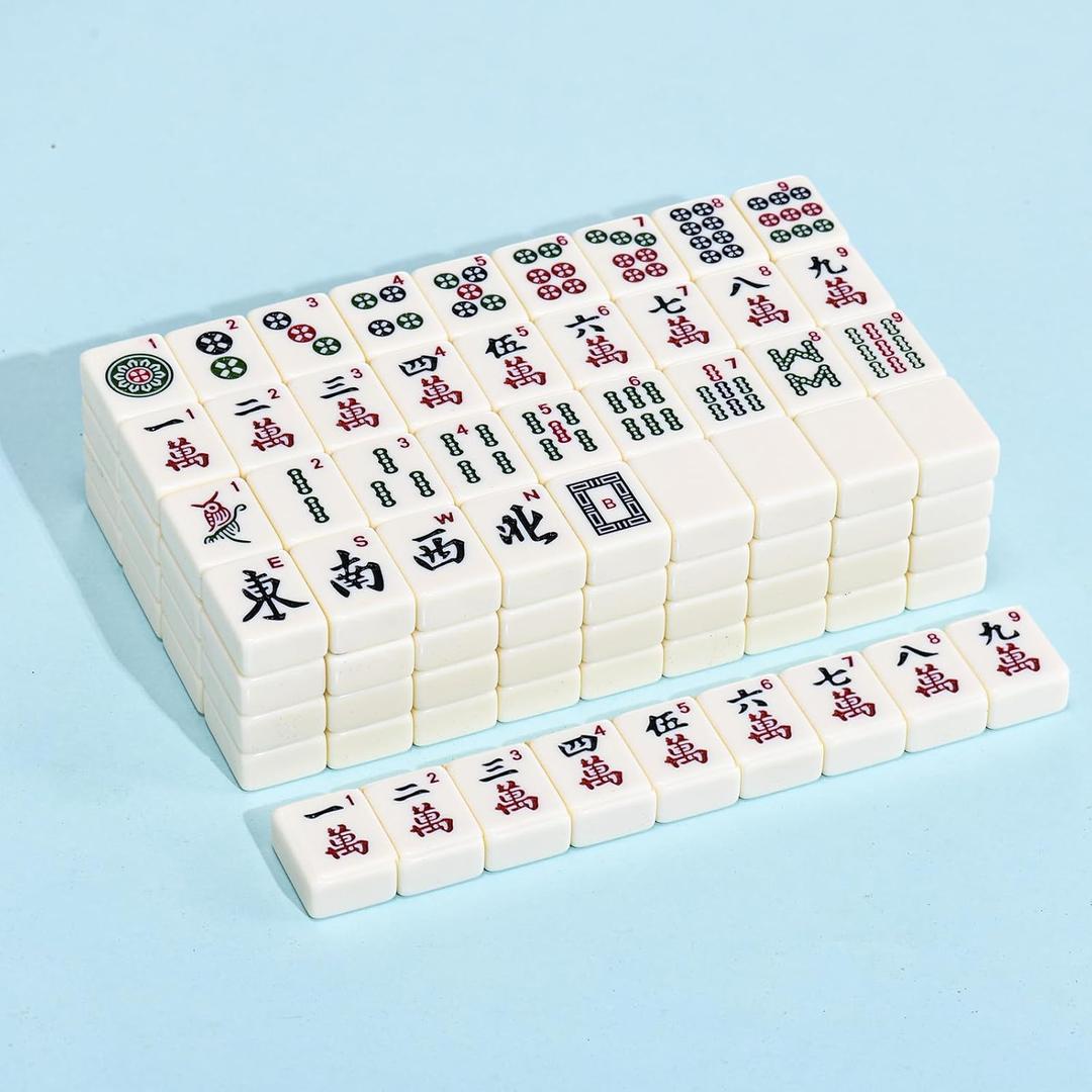 American Mahjong | 166 Premium 1.2-inch Ivory White Tiles | Complete Mahjong Game Set