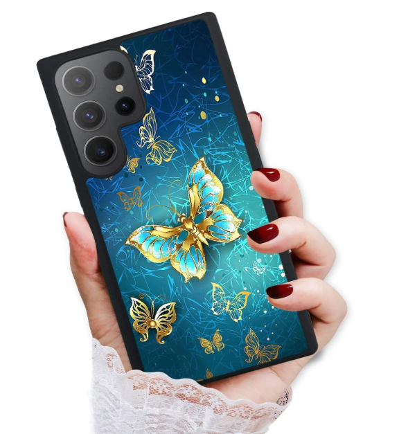 for Samsung S23 Ultra, for Samsung Galaxy S23 Ultra, Durable Protective Soft Back Case Phone Cover, HOT12154 Blue Butterfly
