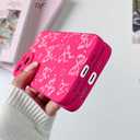 Oylaxoy for iPhone 12 Case with Bow Pattern, Cute Hot Pink Print Heart Bowknot Phone Case for Women Girl, Super Soft TPU Raised Camera Protective Phone Cover for iPhone 12 - White Bow