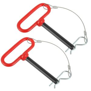 1/2 x 4 Inch Trailer Hitch Pin, Trailer Gate Pin for Towing Tractor, Lawn Mower, Car, Rubber Handle, with Safety Clip Anti-Loss Rope (Pack of 2