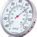 5" Large Dial Indoor Outdoor Thermometer - Battery-Free, Dual Scale -40F to 120F / -40C to 50C, Stainless Steel with Wall Mount or Table Stand for Home, Patio, Garage