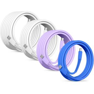 60w USB C to USB C Cable, 4-Pack 3-6-6-10Ft Purple-Blue-White-White, USBC/Type-C Fast Charger Cord Compatible with iPhone 17/16 Pro Max/iPhone 17 Air/iPhone 15/15 Pro/15 Pro Max, iPad Pro/Air