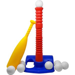 Fun Kids T-Ball Set/Tee Ball - Toddlers and Kids Adjustable Batting Tee Game W/ 10 Balls. Develops and Improves Baseball, Softball, Skills - Sports Toy for Boys and Girls, Children All Ages