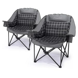 Camping Chairs for Adults 2 Pack Heavy Duty Padded Folding XL Camp Chair with Cup Holder, Supports 500lbs, Oversized Large Outdoor Widen Comfy Lawn Chairs for Tailgating Sports Beach