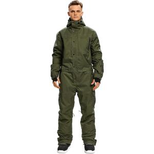 Mens One Piece Ski Suit Snowsuits Colorful Snowboard Jumpsuits Waterproof Hooded Warm Jackets Outdoor Winter (X-Large, Green)