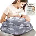 PILLANI Nursing Pillow – Plus Size Breastfeeding Pillows with Security Fence for Enhanced Support & Comfort – Removable Cotton Cover, Adjustable Waist Strap, Newborn Essentials Must Haves Baby Registry Search- Big pillow size 21,5in × 19,5in, small size 22×8inches