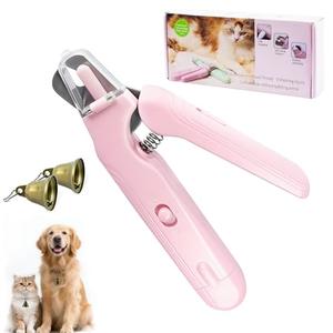 2-in-1 Dog & Cat Nail Clippers Grinder with 2 LED Lights Quick Sensor Safety Guard, Ultra-Quiet USB Rechargeable Cat & Dog Nail Trimmers for Small Medium Large Pets Nail Grinder with Bell(Pink)