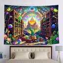 SHRAPHY Fantasy Library Tapestry Colorful Bookshelf Rainbow Plant Cactus Tapestries Gothic Aesthetic Art Wall Decor Tapestry for Bedroom 60x40 inches GTDWUH0022
