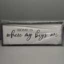 Home Is Where My Boys Are Wood Plaque Sign - 40 x15 Inch Rustic Wall Art for Living Room, Bedroom, Farmhouse Wall Decoration, Ready to Hang Family Decor (White)