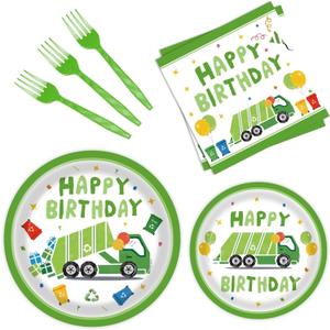 96 Pcs Garbage Truck Paper Plates Garbage Truck Birthday Decorations Garbage Truck Party Supplies Garbage Truck Party Favors