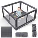 Foldable Baby Playpen with Mat, 50"x50" Safety Play Yard for Babies & Toddlers - Indoor & Outdoor Use with Carry Bag - Collapsible, Portable Play Yard, Dark Gray