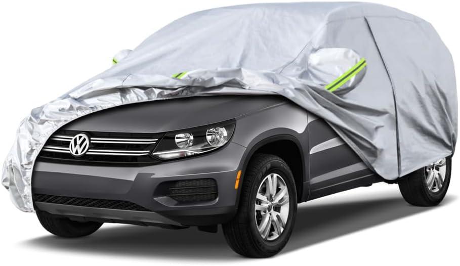Koukou SUV Car Cover Custom Fit VW Tiguan from 2007 to 2020, Waterproof All Weather for Automobiles, Sun Rain Dust Snow Protection. (Silver)