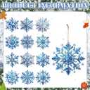 Soaoo 36 Pcs 7.87" Christmas Snowflakes Ornaments Blue Outdoor Double Sided Christmas Hanging Decoration Plastic Crafts Ornaments for Xmas Winter Holiday Office Home Yard Porch