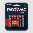 Rayovac Fusion AAA Batteries, Premium Alkaline Triple A Batteries (12 Battery Count) Red, Silver