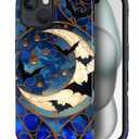 CARLOCA Case for iPhone 15,Halloween Bats Spooky Moon Stars Design Hybrid Dual Protection Soft TPU + Hard PC, Shockproof & Anti-Scratch Cover Men Women Stylish Protective Phone Case
