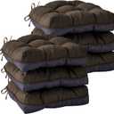 Chair Cushions for Dining Chairs, Seat Cushions for Kitchen Chairs, Indoor Seat Cushions with Ties, Tufted Foam Chair Pads, Non Slip Chair Cushions Set of 6, 15.5" x 15.5" x 4", Brown