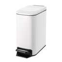 Cesun Small Bathroom Trash Can with Lid Soft Close, Step Pedal, 6 Liter / 1.6 Gallon Stainless Steel Slim Garbage Can for Bedroom, Diaper Waste Basket with Removable Inner Bucket (White)