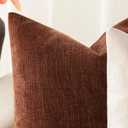 Foindtower Pack of 2 Soft Textured Chenille Throw Decorative Pillow Covers Square Accent Solid Cushion Cover Cozy Neutral Farmhouse Pillow Case for Couch Sofa Bedroom Living Room 16x16 Inch,Red Taupe