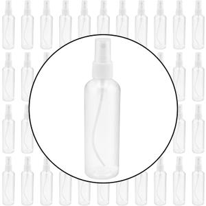 SINJEUN 50 Pack Clear Plastic Spray Bottles with Caps, 4 oz Spray Bottles Mist Sprayer, Refillable Empty Fine Mist Spray Bottle Mini Travel Size Spray Bottles, Leak Proof and BPA-Free