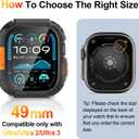 YIJDACASE Rugged Waterproof Case for Apple Watch Ultra 3/2/1 49mm with Screen Protector,Metal & PC Bumper+9H Tempered Glass,Stylish Shockproof Cover for Sports,Black/Orange