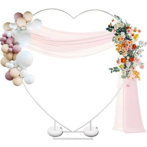7FT Metal Heart Arch Heart Shaped Backdrop Stand Wedding Arch for Proposal Ceremony Valentine's Day Birthday Party Baby Shower Banquet Photo Decoration , White