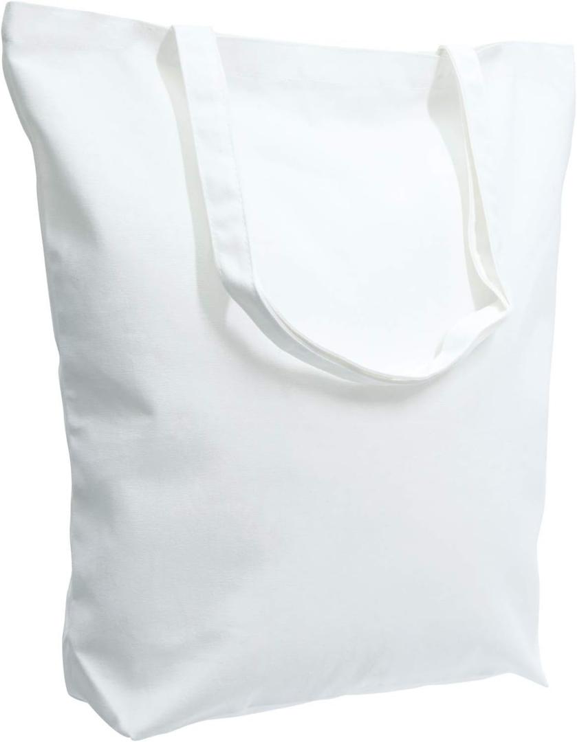TOPDesign 2 | 6 | 12 Pack Super Strong Large 17.5"x16.5"x5" 10oz Cotton Canvas Tote, Reusable Grocery Shopping Bag, Blank White Bags for Crafts, DIY Your Creative Designs (Pack of 12)