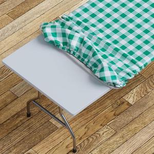 Sorfey Tablecloth -Fitted with Elastic, Vinyl with Flannel Back, Fits for Table 60"x 30" Rectangle,Water Proof, Easy to Clean, Checked Blue Design