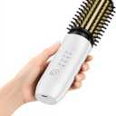 CARESKY Cordless Curling Iron Brush, 1.5 Inch Mini Travel Hair Curler with 200 Million Negative Ions, Portable Heated Round Straightener Brush Rechargeable for Curl, Touch-Up (Pearl White)