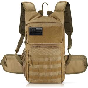 FRTKK Tactical Hydration Pack Lightweight Insulation Water Backpack Molle Hydration Backpack for Hiking, Running, Cycling, Climbing, Hunting, Fishing Tan